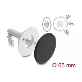 Delock Silikona kabeļa blīvējums apaļš Ø 65 mm sienas/galda montāžai balts/melns