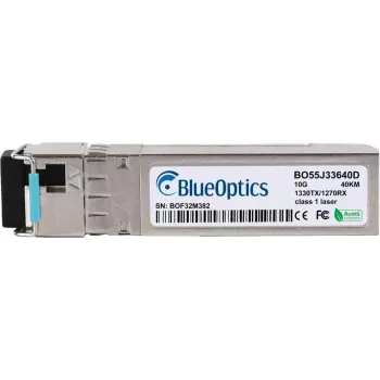BlueOptics HPE Aruba R9X54A saderīgs SFP+ Bidi raiduztvērējs, LC-Simplex, 10GBASE-BX-D, vienmoda šķiedra, TX1330nm/RX1270nm, 40km, DDM, 0°C līdz +70°C (R9X54A-BO)