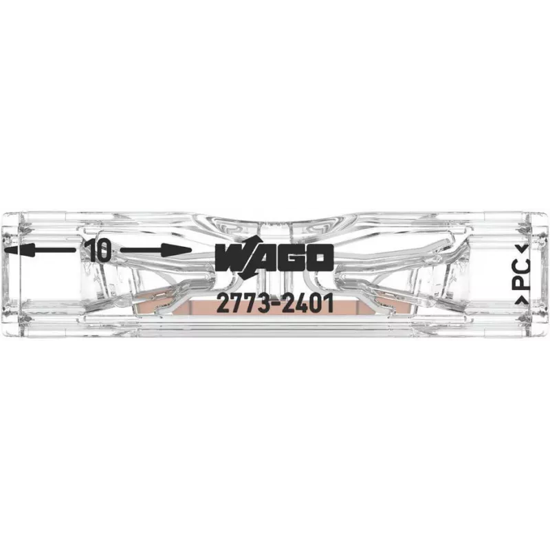 WAGO Caurplūdes savienotājs 2773-2401, Push-in, maks. 4 mm², 2 vadītāji