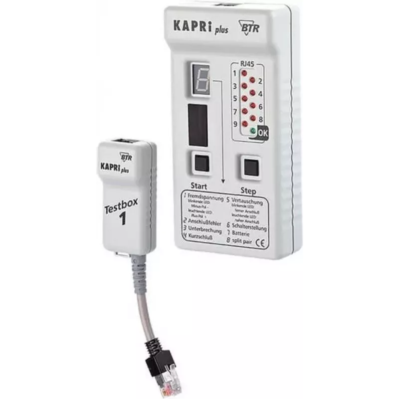 METZ CONNECT KAPRI Plus kabeļu un savienojumu testeris ar Testbox 1 - tīkla un ISDN kabeļu testeris (130670-E)
