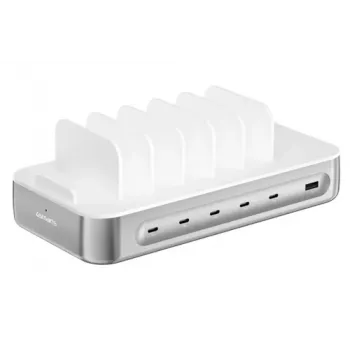 4smarts Team 100W 5xUSB-C uzlādes stacija ar 6 kabeļiem Sudraba