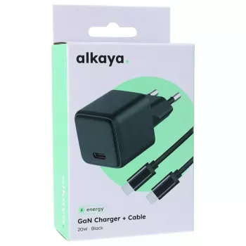 ALKAYA NEXUS Speed Flex Lādētāja komplekts GaN tehnoloģija 20W Melns