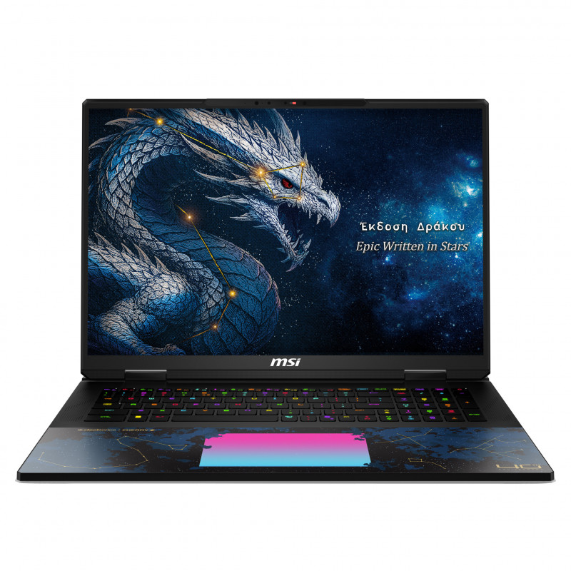 MSI Titan 18 HX Dragon Edition Draco Epic A2WJ-1064FR spēļu klēpjdators, 18 collu UHD+ Mini LED 240Hz, Intel Core Ultra 9 290HX Plus, 96GB DDR5, 4TB SSD, GeForce RTX 5090 24GB, Windows 11 Pro, franču AZERTY tastatūra