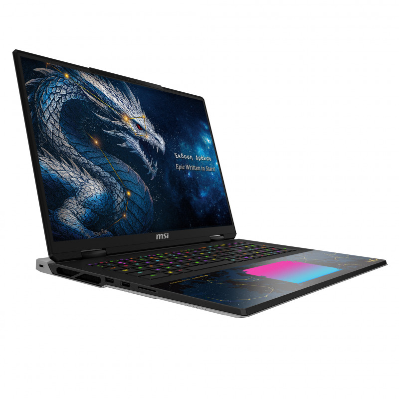 MSI Titan 18 HX Dragon Edition Draco Epic A2WJ-1064FR spēļu klēpjdators, 18 collu UHD+ Mini LED 240Hz, Intel Core Ultra 9 290HX Plus, 96GB DDR5, 4TB SSD, GeForce RTX 5090 24GB, Windows 11 Pro, franču AZERTY tastatūra