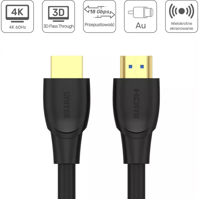 UNITEK HDMI 2.0 kabelis 20m 4K 18Gbps Melns