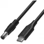 UNITEK 65W USB-C uz DC 5.5mm klēpjdatora barošanas kabelis 1.5m Melns