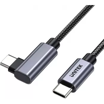 UNITEK USB-C kabelis 90° leņķa PD 100W 2m Melns