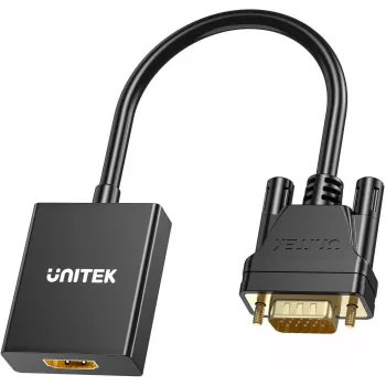 UNITEK VGA uz HDMI adapteris Full HD 1080p Melns 15cm