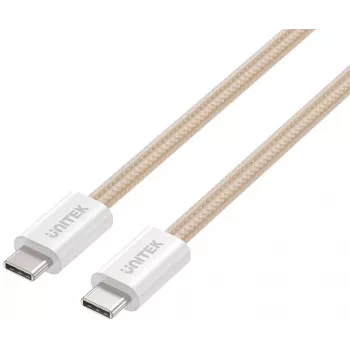 UNITEK Magnētiski savīts pīts USB-C uz USB-C kabelis 100W PD 1m Bēšs