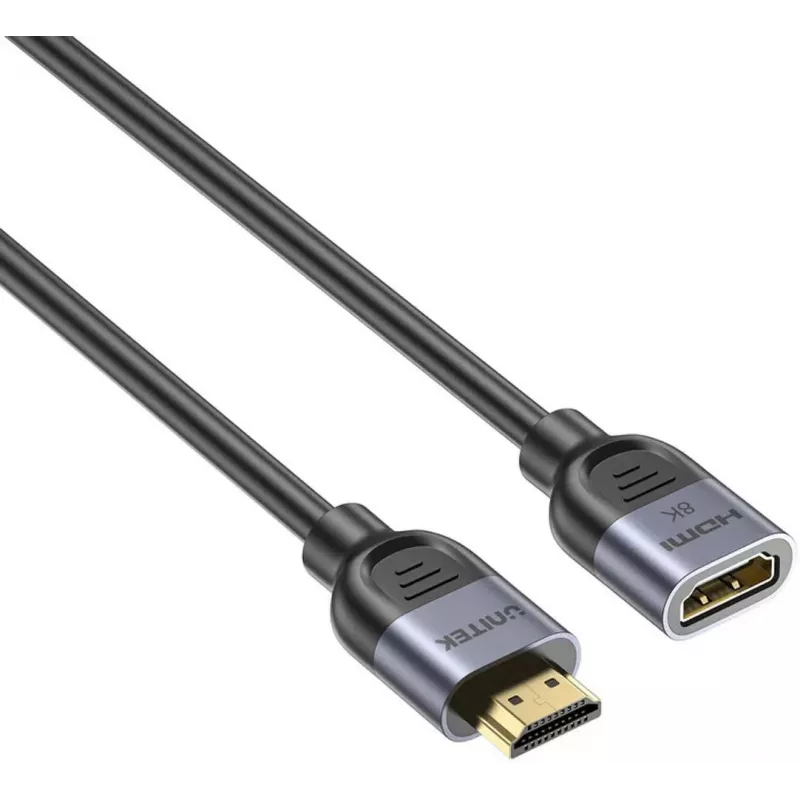 UNITEK HDMI 2.1 pagarinājuma kabelis 0,5 m vīrietis-sieviete 8K melns