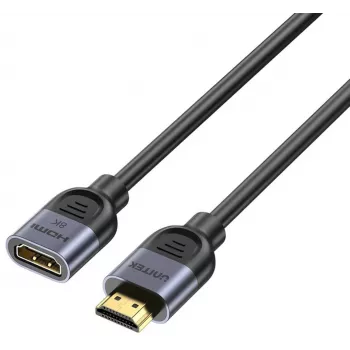 UNITEK HDMI pagarinājuma kabelis 1m, HDMI 2.1, 8K@60Hz, 48Gbps, Melns