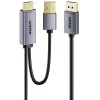 UNITEK HDMI uz DisplayPort 4K kabelis ar USB-A barošanu, 1,8 m, melns