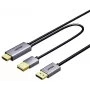 UNITEK HDMI uz DisplayPort 4K kabelis ar USB-A barošanu, 1,8 m, melns