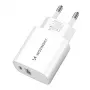 Wozinsky WGWCW 20W USB-A USB-C sienas lādētājs - balts