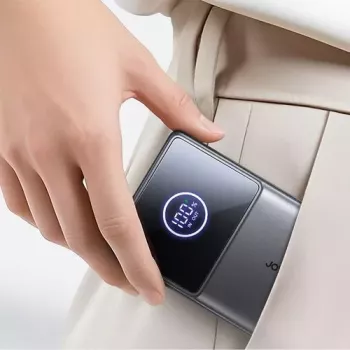 Joyroom JR-PR1 10000mAh 22.5W Power Bank ar iebūvētu izvelkamu USB-C kabeli Melns