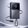 Joyroom JR-PR1 10000mAh 22.5W Power Bank ar iebūvētu izvelkamu USB-C kabeli Melns