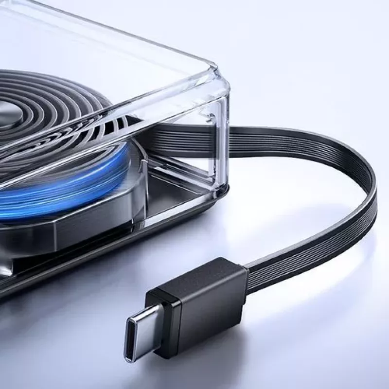 Joyroom JR-PR1 10000mAh 22.5W Power Bank ar iebūvētu izvelkamu USB-C kabeli Melns
