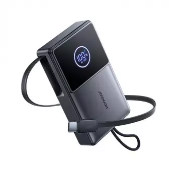 Joyroom JR-PR1 10000mAh 22.5W Power Bank ar iebūvētu izvelkamu USB-C kabeli Melns