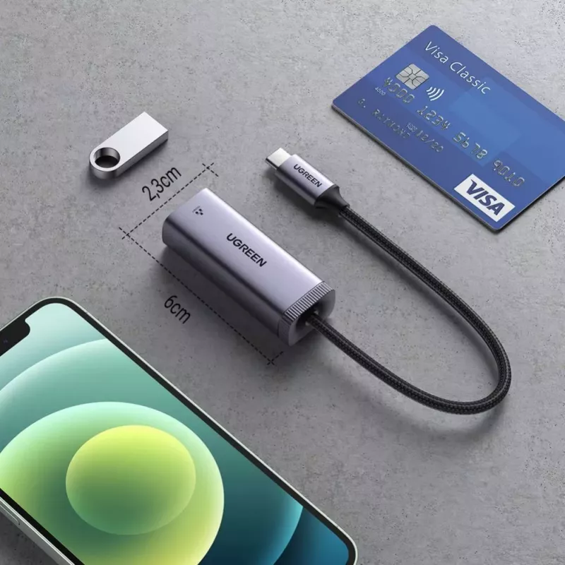 UGREEN USB-C uz RJ45 Gigabitu Ethernet adapteris (Pelēks) - 40322 CM483