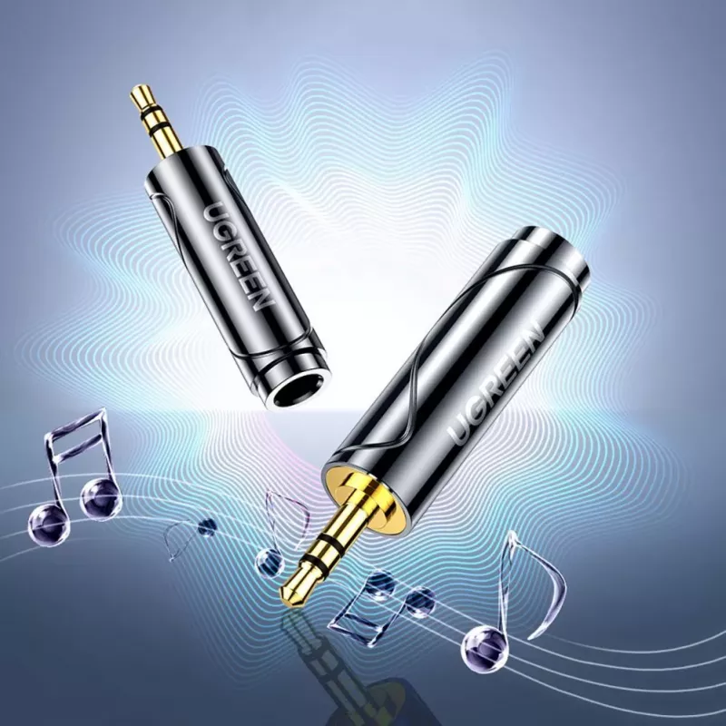 UGREEN 3.5mm līdz 6.35mm audio adapteris (vīrišķais uz sievišķo) Pelēks AV168