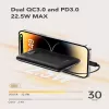 VEGER Powerbank C11 (W1170) PD QC3.0 22.5W 10000 mAh ar iebūvētiem USB-C un Lightning kabeļiem, Melns