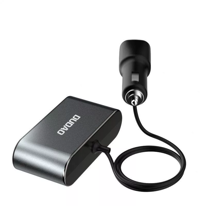 Dudao Auto lādētājs 2x USB / 3x cigarešu šķiltavas sadalītājs Melns (R1Pro black)