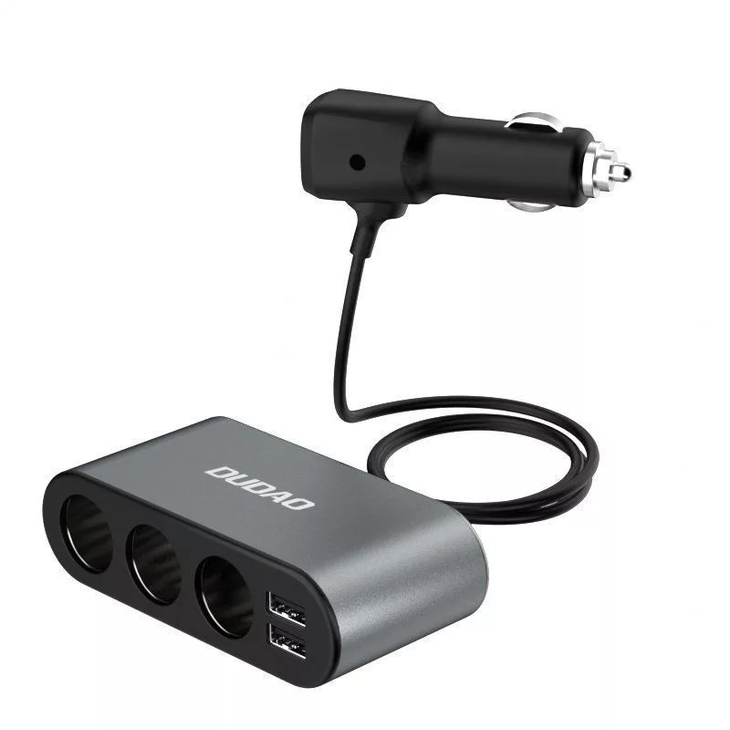Dudao Auto lādētājs 2x USB / 3x cigarešu šķiltavas sadalītājs Melns (R1Pro black)