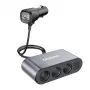 Dudao Auto lādētājs 2x USB / 3x cigarešu šķiltavas sadalītājs Melns (R1Pro black)