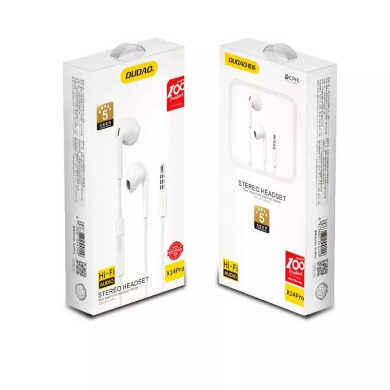 Dudao X14PRO Iekšējās austiņas ar 3,5 mm mini ligzdu, baltas