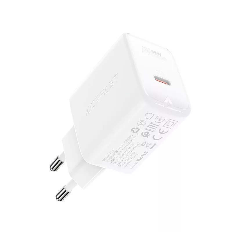 ACEFAST GaN USB-C Lādētājs 30W PD QC 3.0 AFC FCP Balts (A21)