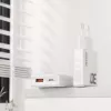 Dudao A30EU GaN 30W USB-C USB-A sienas lādētājs ar USB-C uz USB-C kabeli 1m Balts