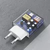 Dudao A30EU GaN 30W USB-C USB-A sienas lādētājs ar USB-C uz USB-C kabeli 1m Balts