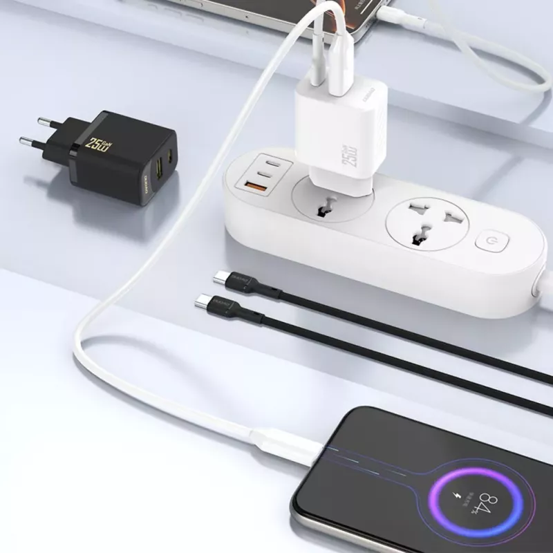 Dudao A26T GaN 25W USB-A, USB-C Lādētājs - Melns
