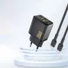 Dudao A26T GaN 25W USB-A, USB-C Lādētājs - Melns