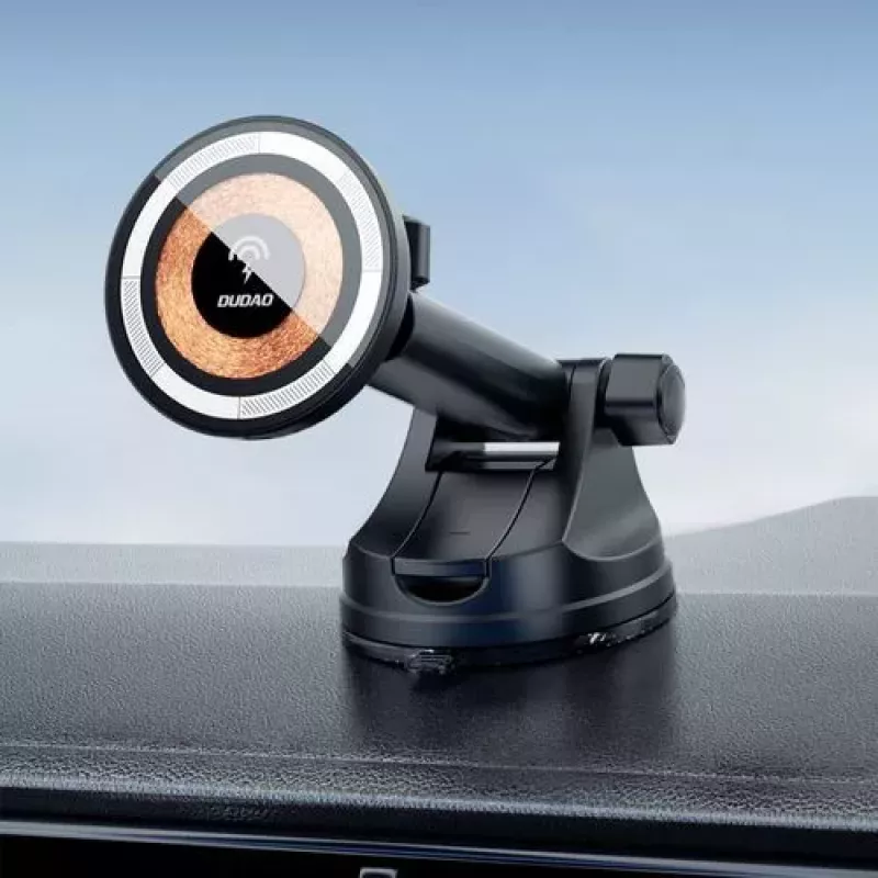 Dudao F12MAX+ Magnētiskais bezvadu auto lādētāja turētājs 15W ar MagSafe - Melns