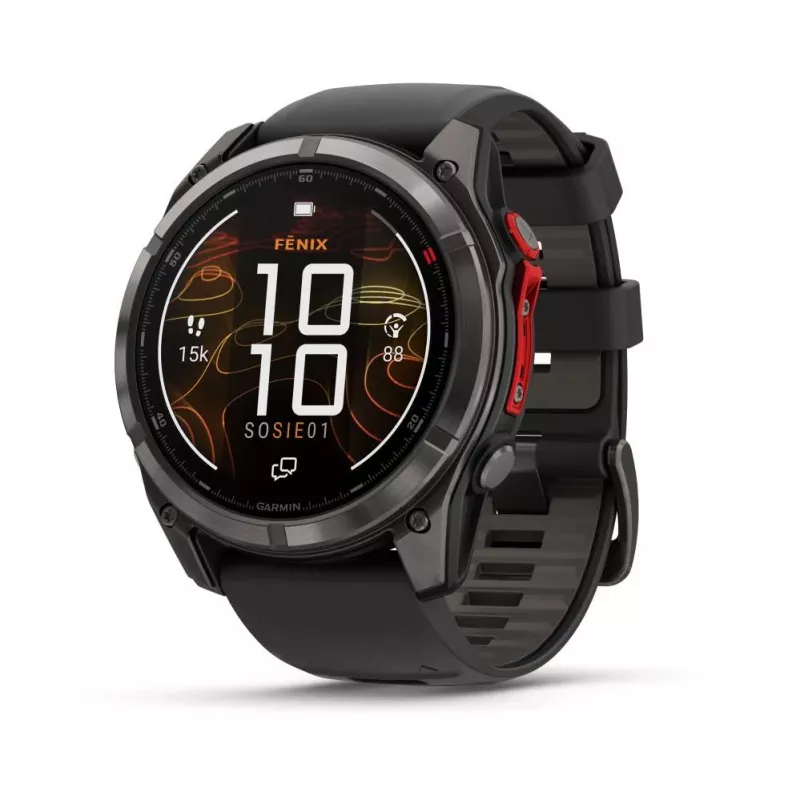 Garmin fenix 8 Pro 51 mm MicroLED Sapphire Carbon Grey DLC Titanium ar Black/Pebble Grey Silikona siksniņu
