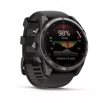 Garmin fenix 8 Pro 51 mm MicroLED Sapphire Carbon Grey DLC Titanium ar Black/Pebble Grey Silikona siksniņu