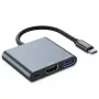Tech-Protect V1 3in1 USB-C Hub Adapter - USB-A 3.0, USB-C PD 100W, HDMI 4K 30Hz - Pelēks