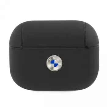 BMW AirPods Pro Vāciņš Īsta Āda Sudraba Logs Melns