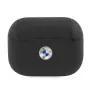 BMW AirPods Pro Vāciņš Īsta Āda Sudraba Logs Melns