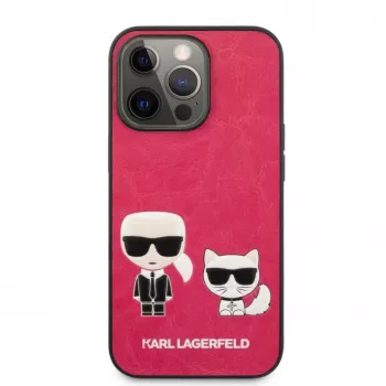 Karl Lagerfeld Apple iPhone 13 Pro Choupette PU Ādas Maciņš Fuksija