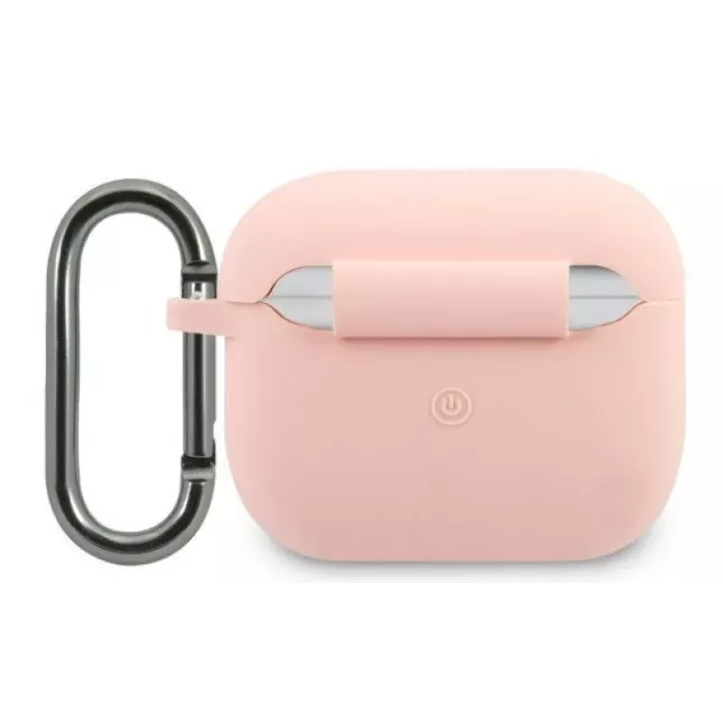 Lacoste Apple AirPods 3 šķidrais silikons spīdīgs apdruka ar logo maciņš rozā