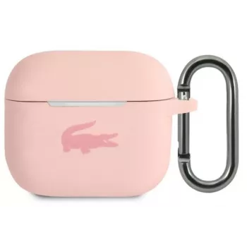 Lacoste Apple AirPods 3 šķidrais silikons spīdīgs apdruka ar logo maciņš rozā