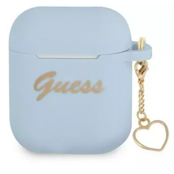 Guess AirPods 1/2 vāciņš Silikona Charm Heart Collection Zils