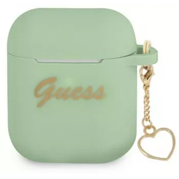 Guess GUA2LSCHSN Silikona vāciņš Charm Heart Collection Apple AirPods 1/2, zaļš