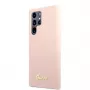 Guess Samsung Galaxy S22 Ultra Silikona metāla logotipa maciņš rozā