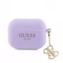 Guess Apple AirPods Pro 2 Silikona Maciņš Classic Logo Gold Ar 4G Piekariņu Violetā Krāsā