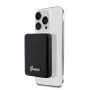 Guess Power Bank 5000mAh 15W MagSafe un parastā uzlāde ar metāla logotipu Melns