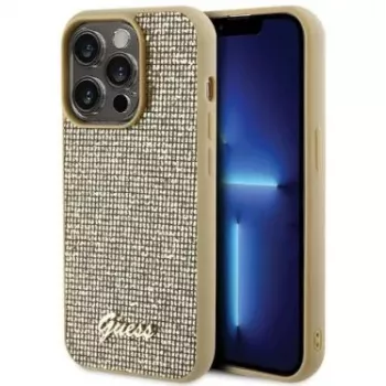 Guess Apple iPhone 15 Pro Max HC PU Disco Script Metal Gold Back Cover