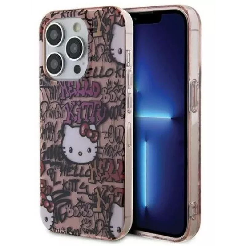 Hello Kitty Apple iPhone 15 Pro Max 6.7 inch Hardcase IML Tags Graffiti Pink